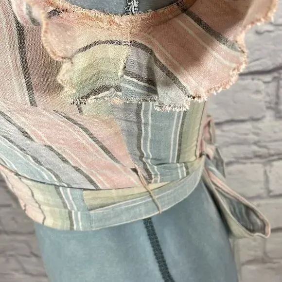 Show Me Your Mumu Wilson Pastel Striped Crossover Wrap Back Tie Top - Picture 5 of 9